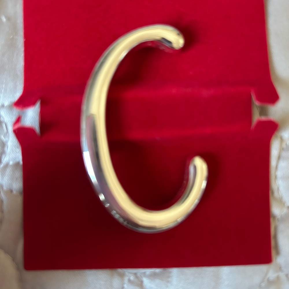 Elegant Silver Tone Letter C Brooch